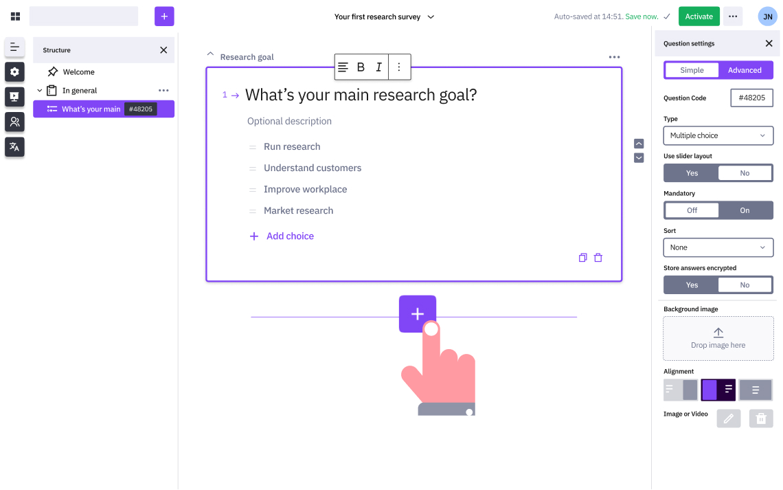Create your survey in 3 minutes
