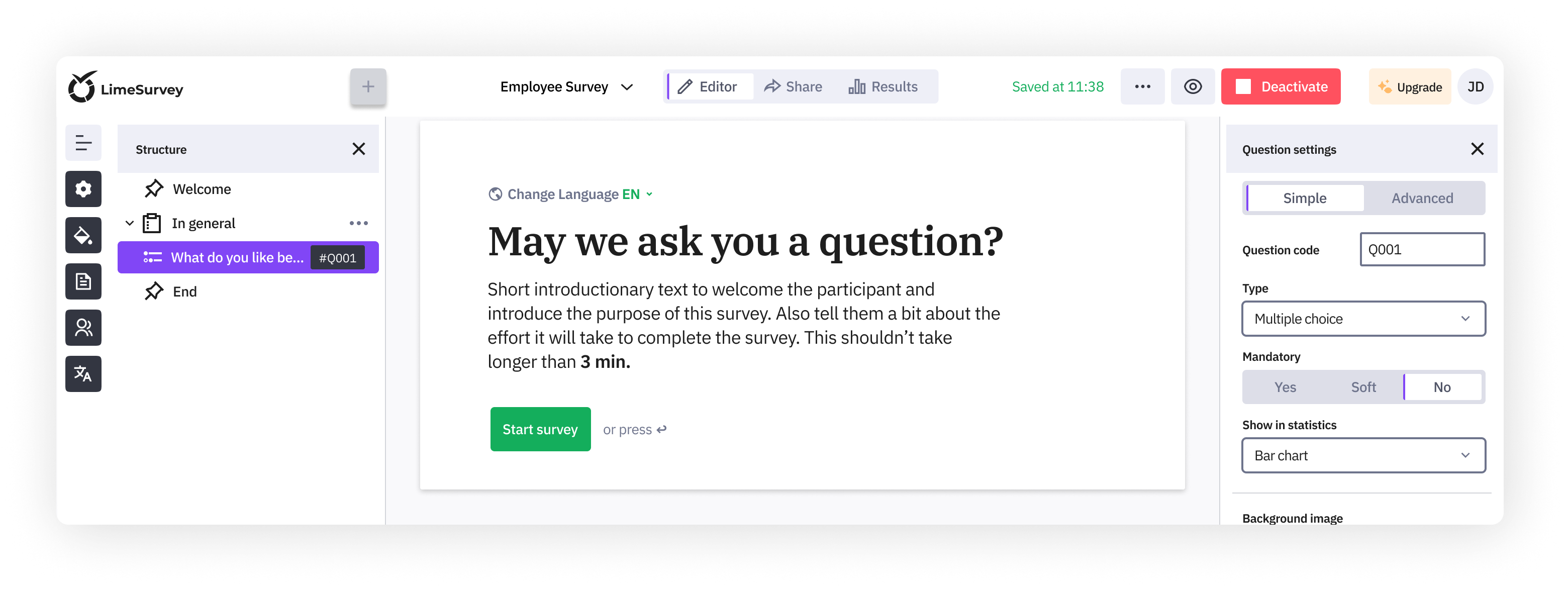 Survey flow steps