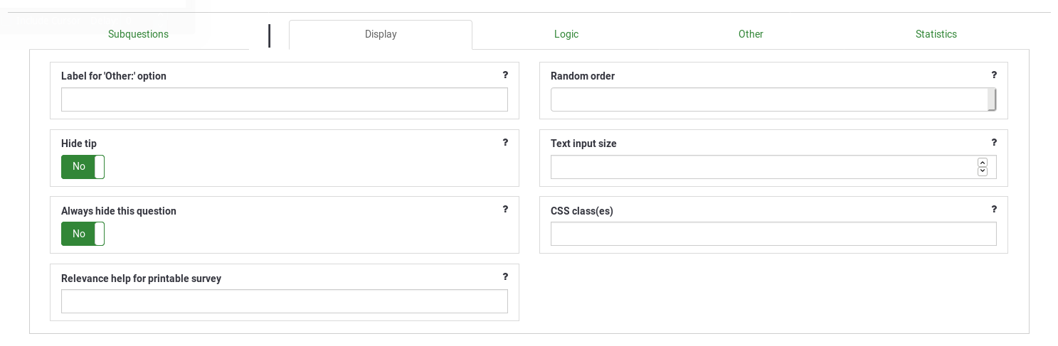 Question attributes