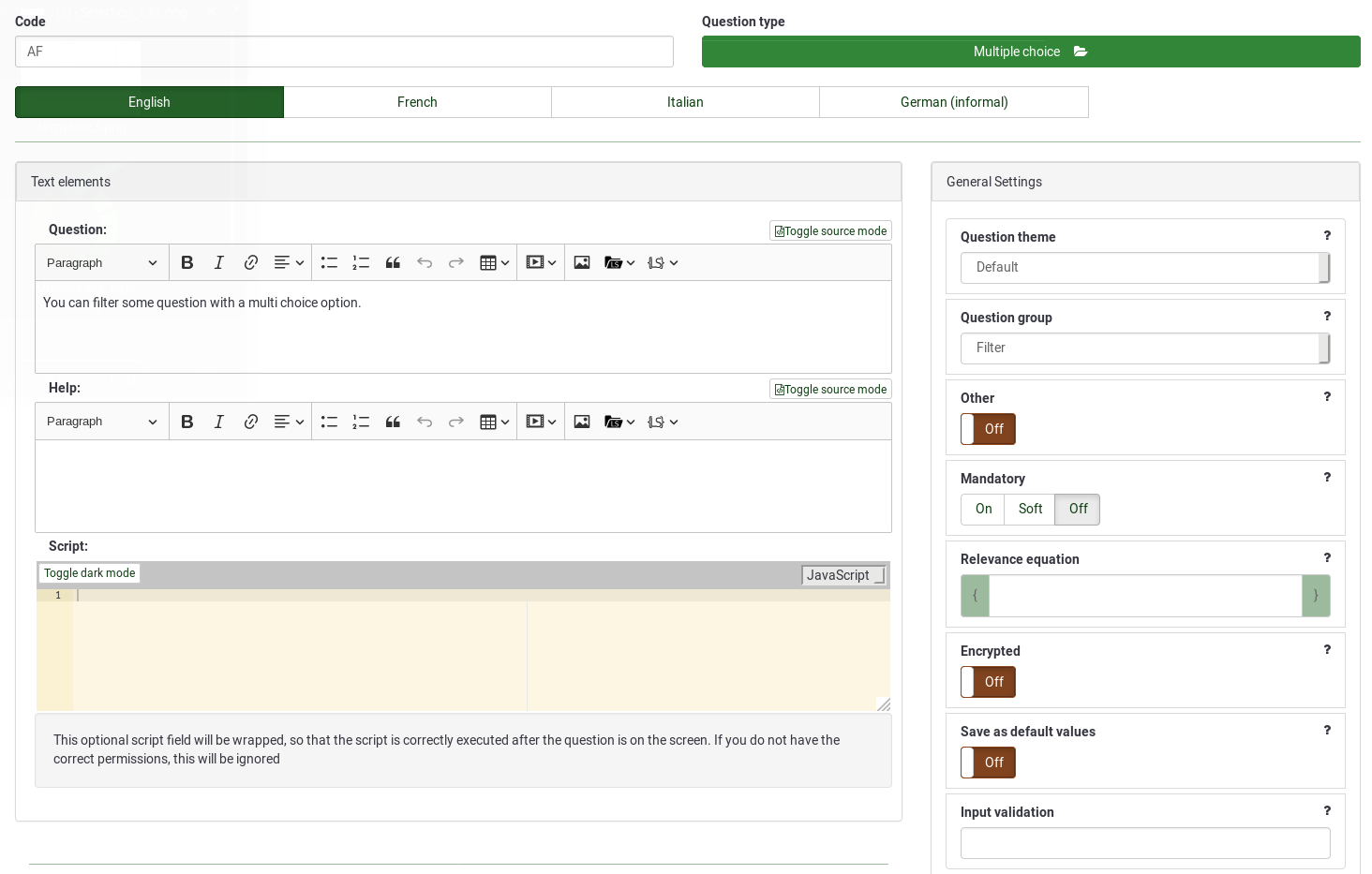 New Question Editor