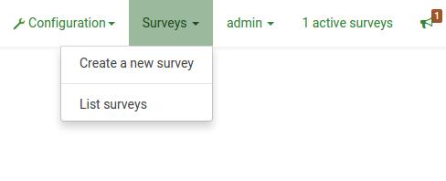 Surveys menu and link to active surveys
