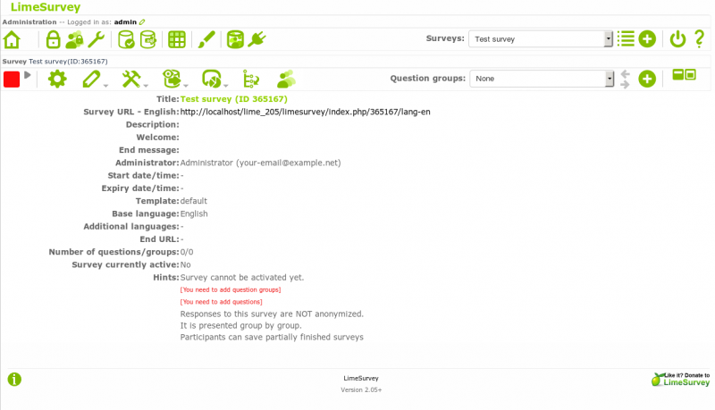 File:LimeSurvey 2.06 survey overview.png